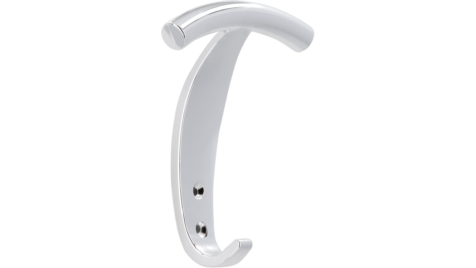 Haken Geldern Kunststoff metallisiert chrom glänzend - 139 mm lang  vor weißem Hintergrund