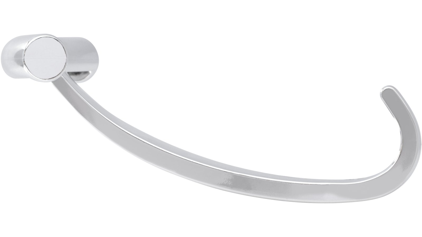 Haken Geldern Kunststoff metallisiert chrom glänzend - 139 mm lang  vor weißem Hintergrund