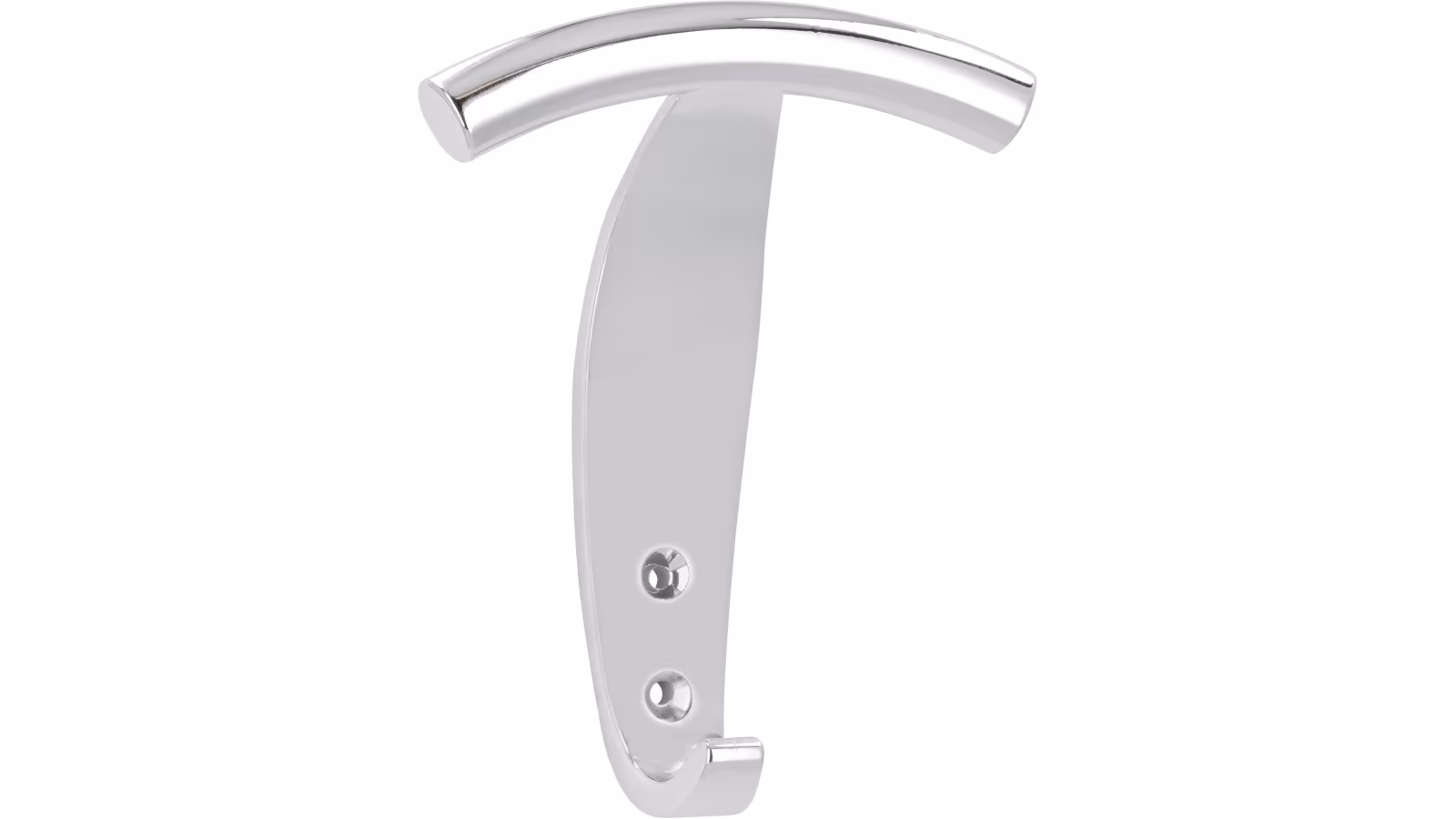 Haken Geldern Kunststoff metallisiert chrom glänzend - 139 mm lang  vor weißem Hintergrund