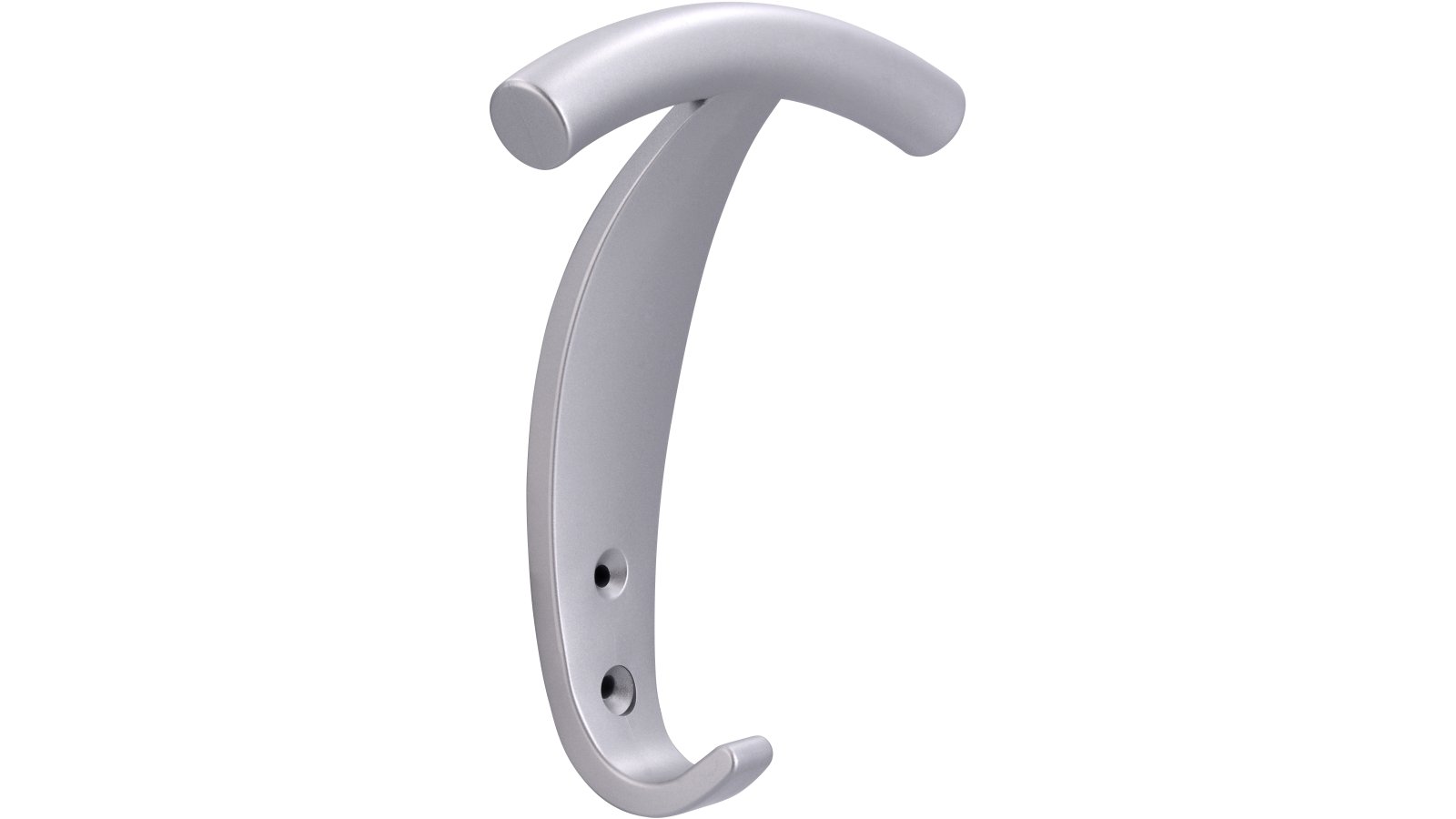 Haken Geldern Kunststoff metallisiert weißaluminium - 139 mm lang  vor weißem Hintergrund