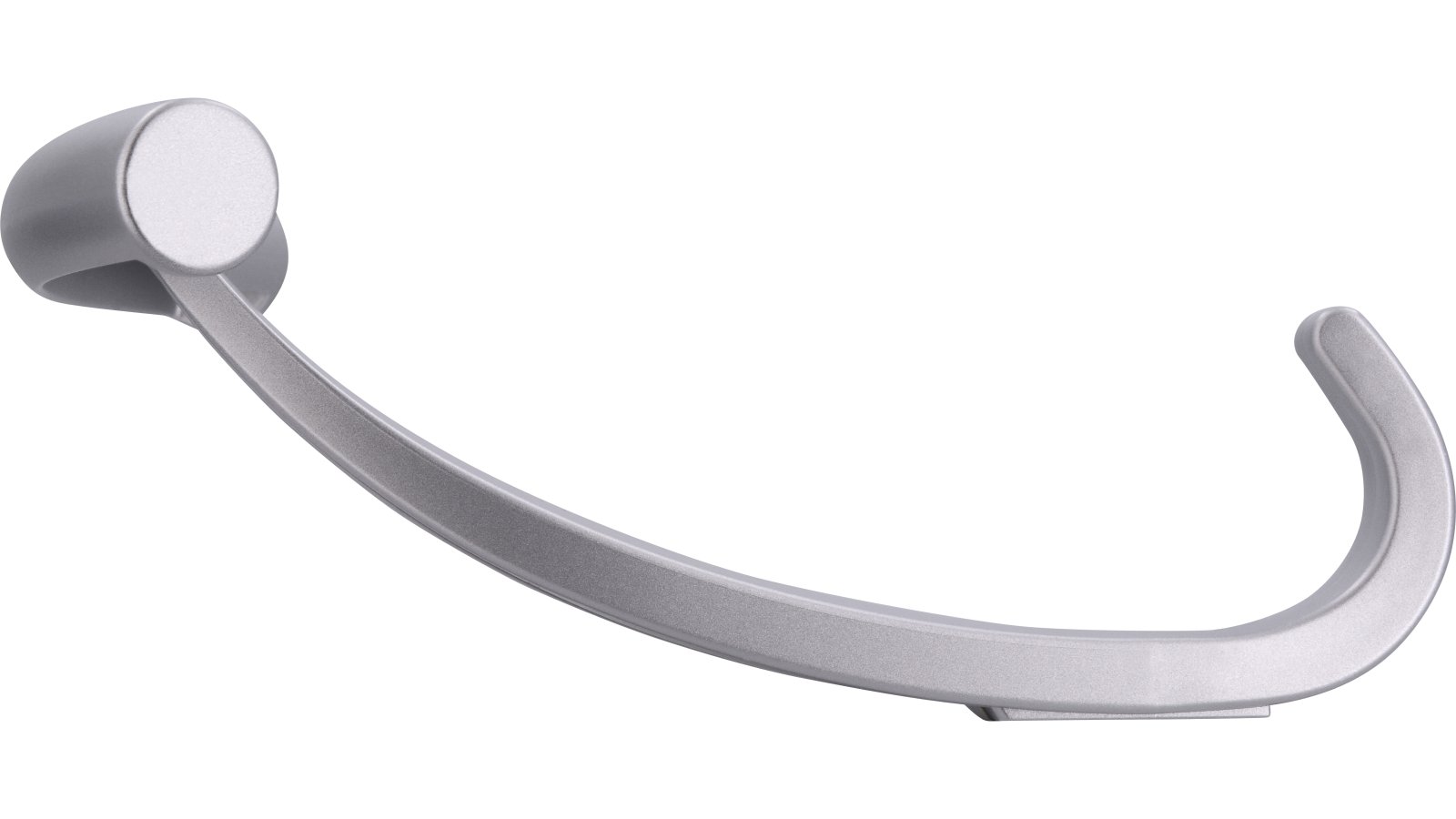 Haken Geldern Kunststoff metallisiert weißaluminium - 139 mm lang  vor weißem Hintergrund