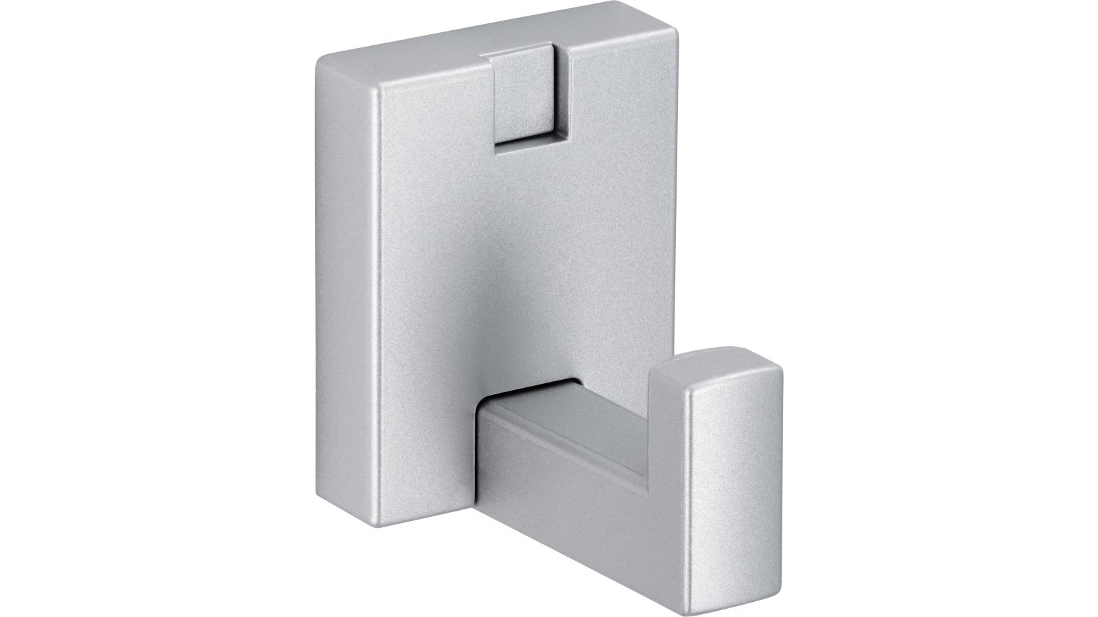 Haken Goslar Kunststoff metallisiert weißaluminium - 43 mm lang  vor weißem Hintergrund