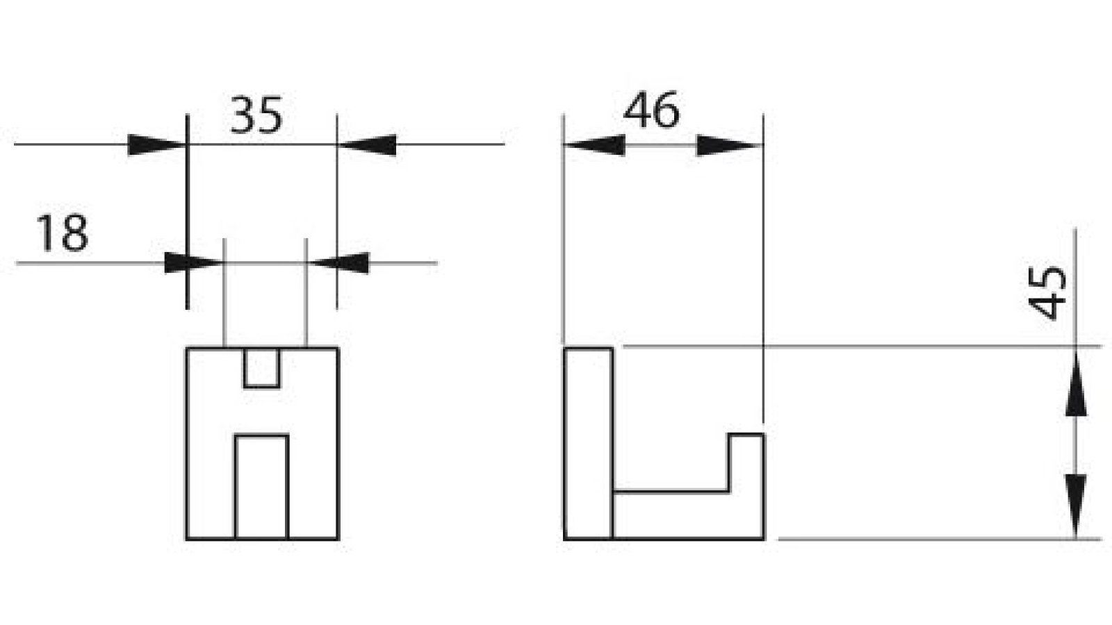 Haken Goslar Kunststoff glaseffekt blau metallisiert weißaluminium metallisiert weißaluminium - 43 mm lang  vor weißem Hintergrund