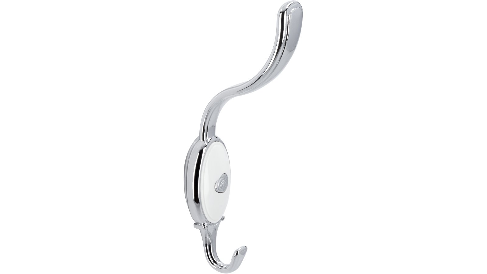 Kleiderhaken-Grossenhein-chrom-weiss-Kunststoff-Zinkdruckguss-laenge-159-688364-seitlich Haken Großenhein Druckguss - Kunststoff chrom glänzend weiß - 159 mm lang vor weißem Hintergrund