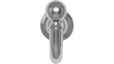 Haken Herten Druckguss chrom glänzend - 30 mm lang  vor weißem Hintergrund