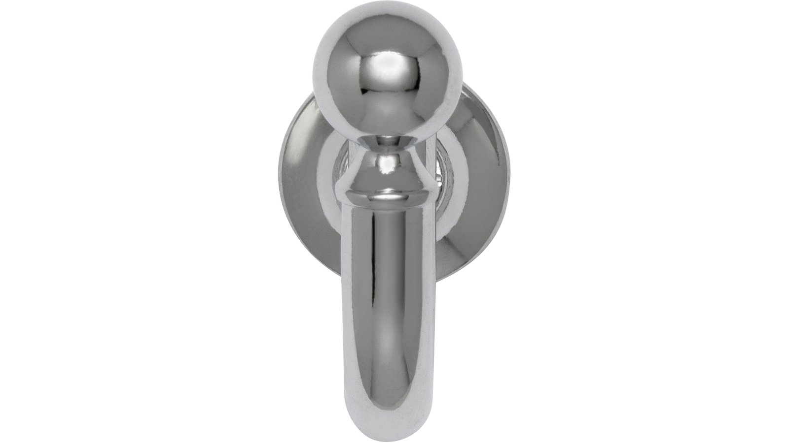 Kleiderhaken-Herten-chrom-Zinkdruckguss-laenge-30-236800-front Haken Herten Druckguss chrom glänzend - 30 mm lang vor weißem Hintergrund