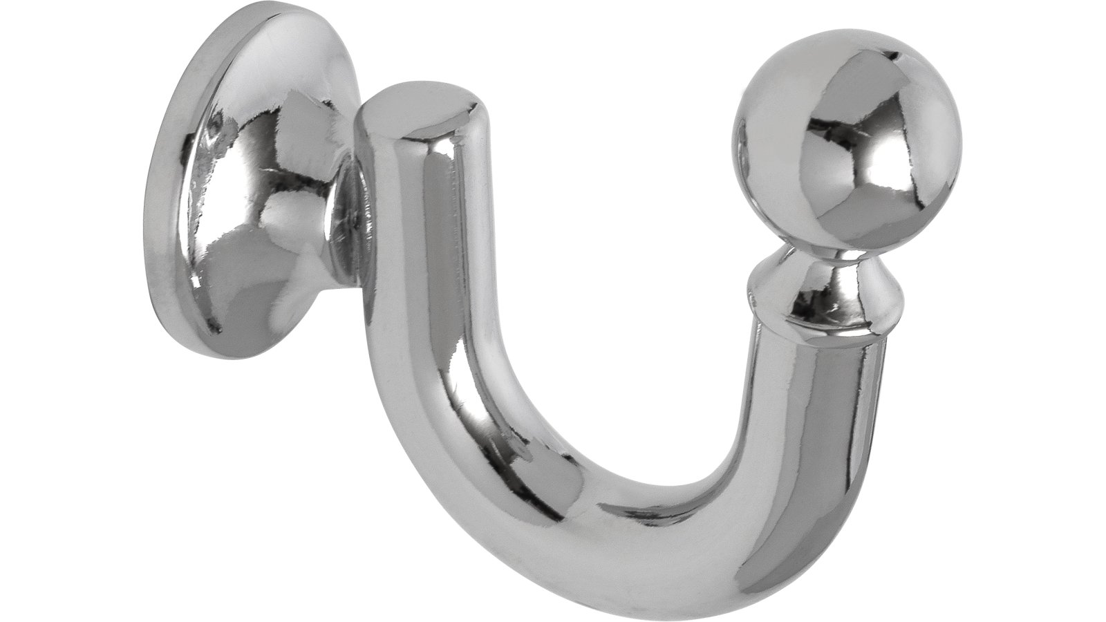 Kleiderhaken-Herten-chrom-Zinkdruckguss-laenge-30-236800-seitlich Haken Herten Druckguss chrom glänzend - 30 mm lang vor weißem Hintergrund