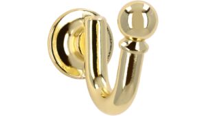 Haken Herten Druckguss glänzend vermessingt - 31 mm lang  vor weißem Hintergrund