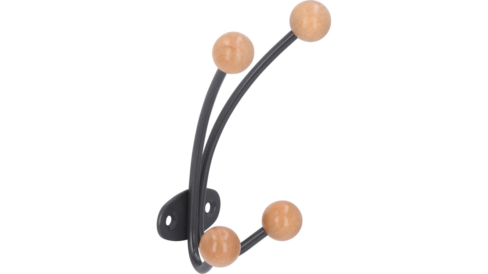 Kleiderhaken-Holte-Stukenbrock-grau-ahorn-Stahl-Holz-Holz-laenge-135-739516-seitlich Haken Holte-Stukenbrock Stahl - Holz umbragrau metallic pulverbeschichtet ahorn natur lackiert - 135 mm lang vor weißem Hintergrund