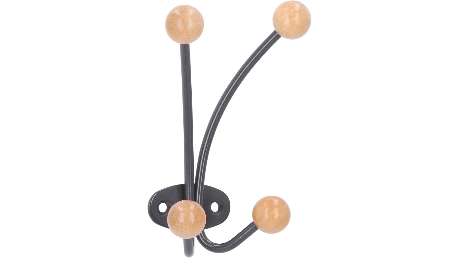 Kleiderhaken-Holte-Stukenbrock-grau-ahorn-Stahl-Holz-Holz-laenge-135-739516 Haken Holte-Stukenbrock Stahl - Holz umbragrau metallic pulverbeschichtet ahorn natur lackiert - 135 mm lang vor weißem Hintergrund