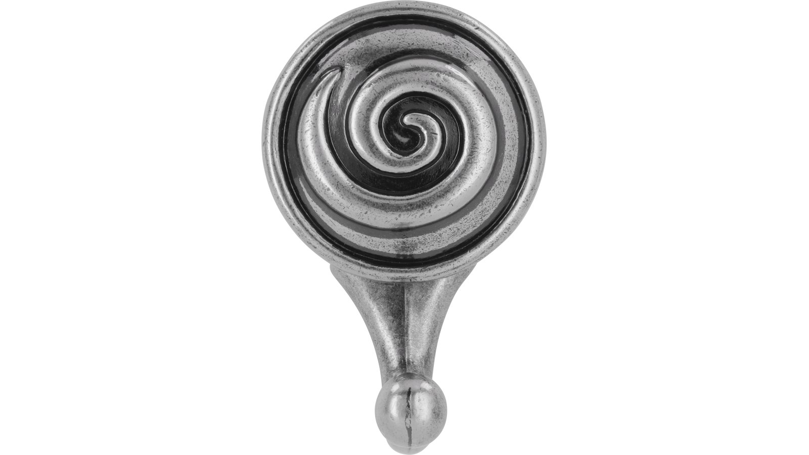 Haken Kavelaer Druckguss altsilberfarbig - 64 mm lang  vor weißem Hintergrund