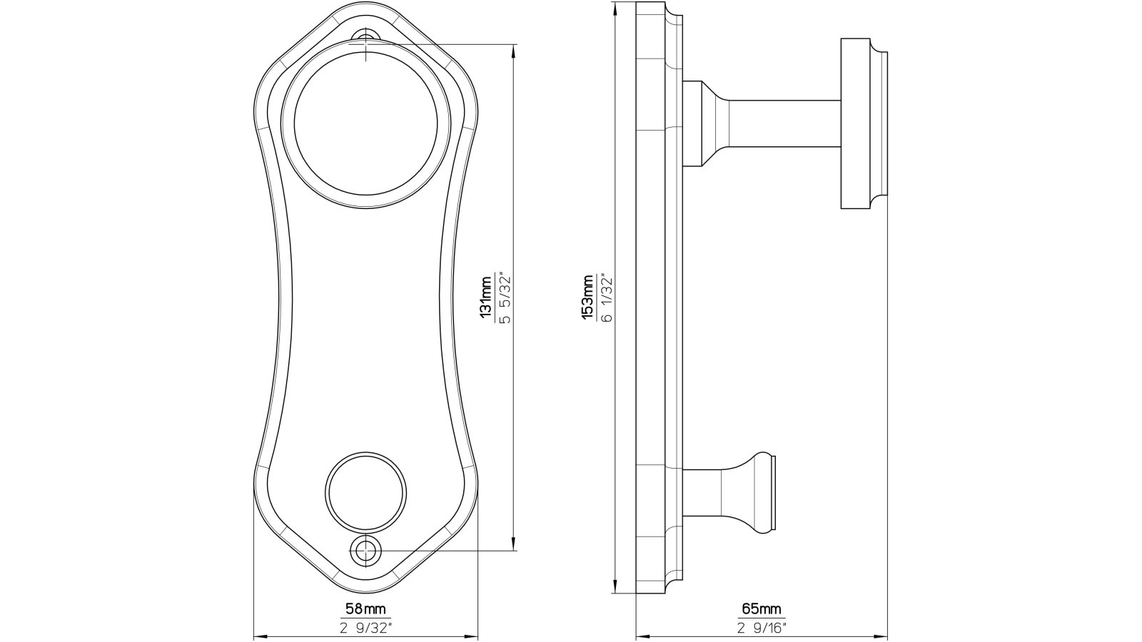 Haken Kerken Holz eiche natur lackiert - 153 mm lang  vor weißem Hintergrund
