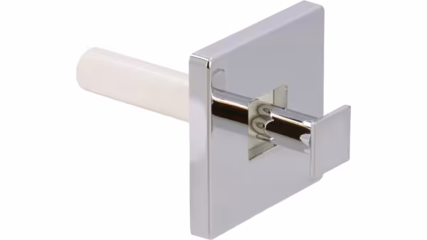 Haken Ketsch Kunststoff galvanisiert chrom glänzend - 56 mm lang  vor weißem Hintergrund
