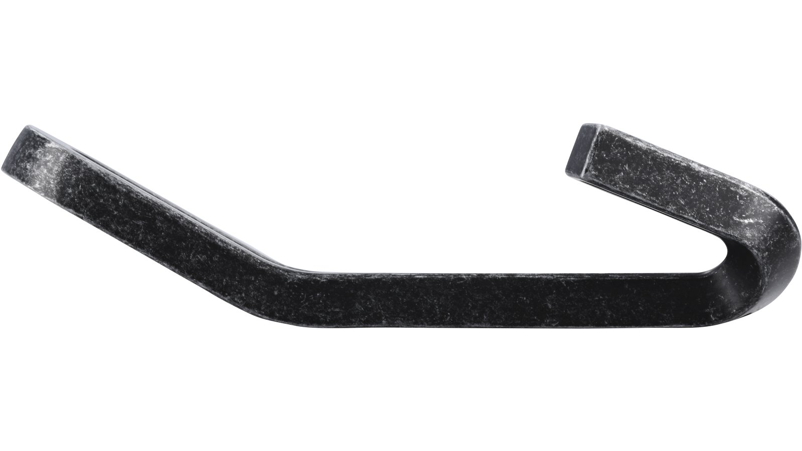 Haken Kirchhundem Druckguss eisenfarbig getrommelt matt - 118 mm lang  vor weißem Hintergrund