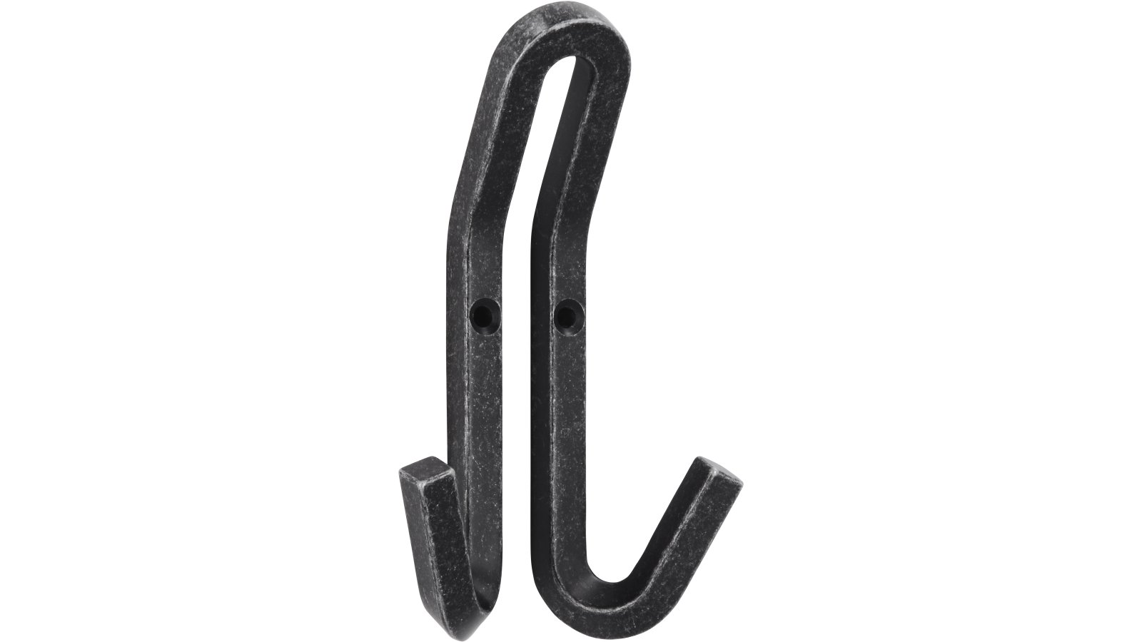Haken Kirchhundem Druckguss eisenfarbig getrommelt matt - 118 mm lang  vor weißem Hintergrund