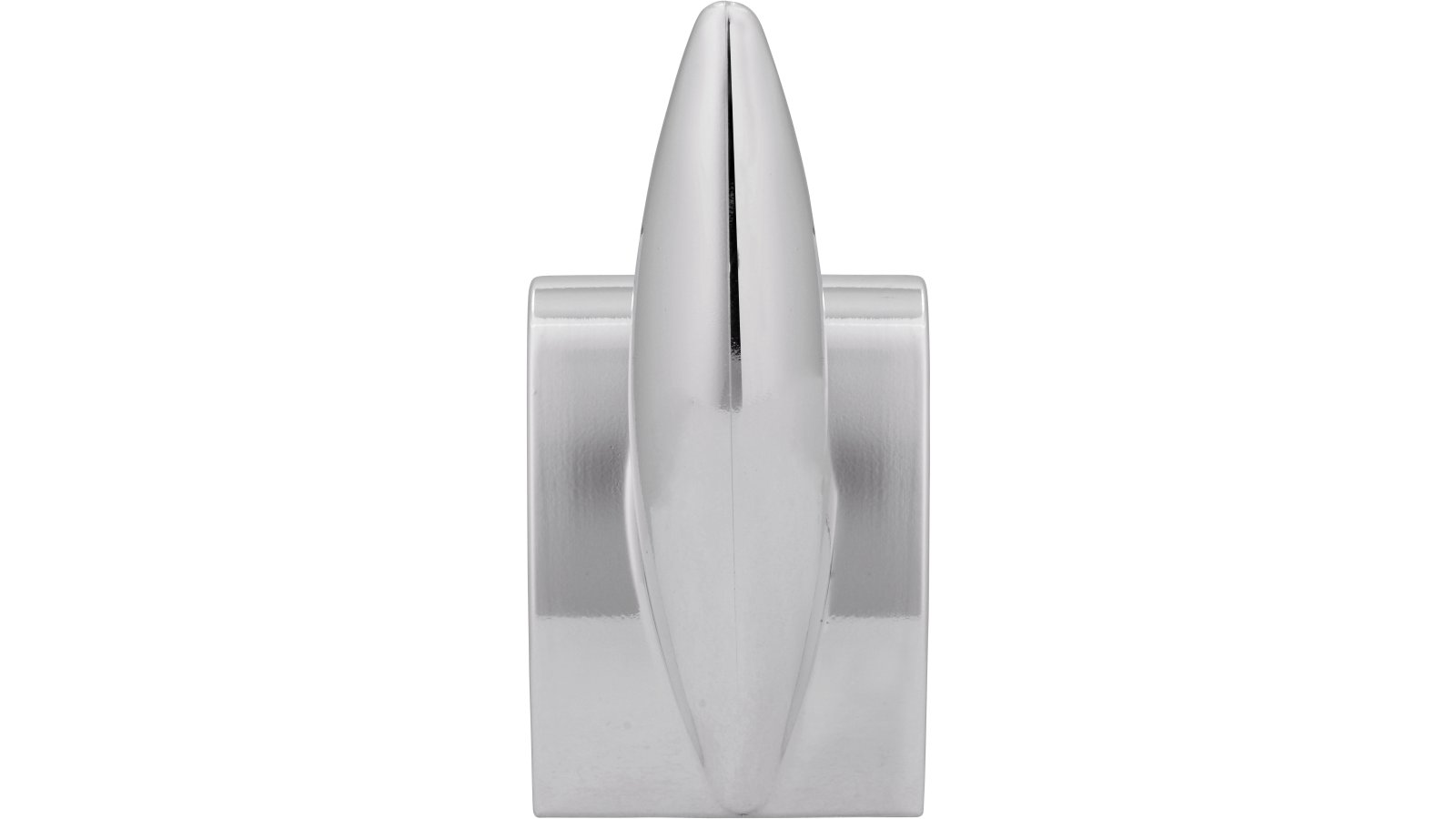 Haken Langen Kunststoff metallisiert chrom glänzend grau - 56 mm lang  vor weißem Hintergrund