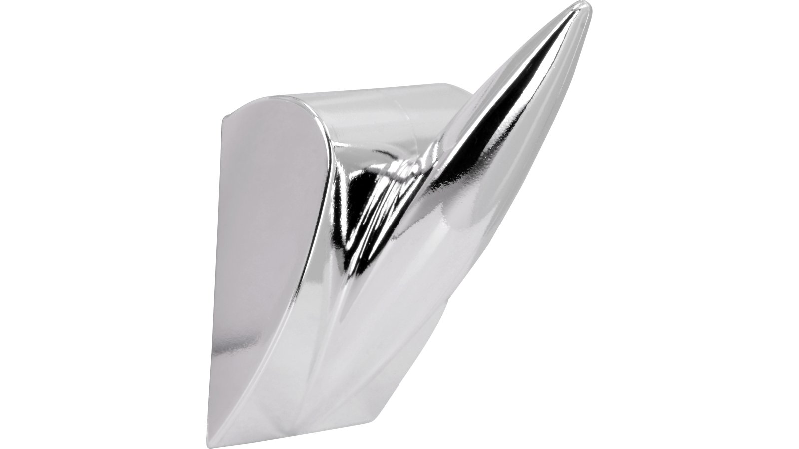 Haken Langen Kunststoff metallisiert chrom glänzend grau - 56 mm lang  vor weißem Hintergrund