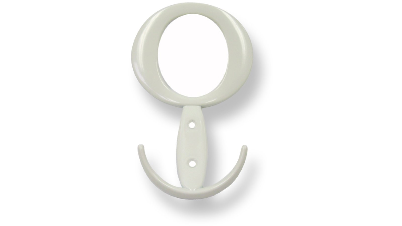 Haken Lübbecke Druckguss reinweiß pulverbeschichtet - 147 mm lang  vor weißem Hintergrund