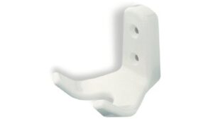 Haken Magdeburg Kunststoff weiß - 62 mm lang  vor weißem Hintergrund