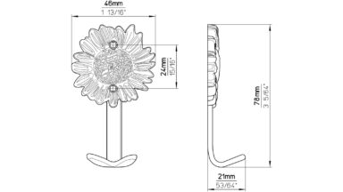 Haken Merzig Druckguss altsilberfarbig - 78 mm lang  vor weißem Hintergrund