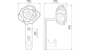 Haken Mölln Druckguss - Kunststoff chrom glänzend rot - 125 mm lang  vor weißem Hintergrund