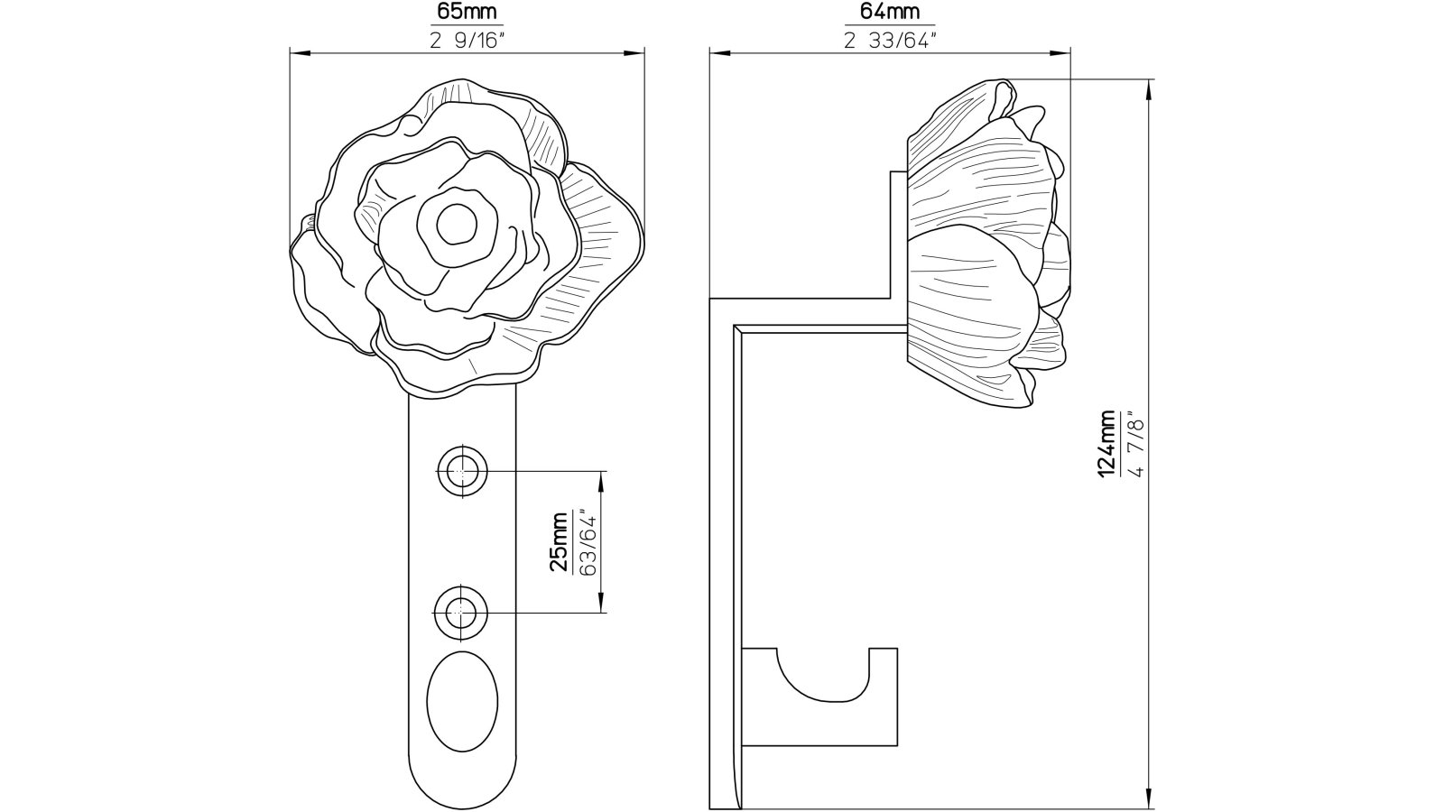 Haken Mölln Druckguss - Kunststoff chrom glänzend rot - 125 mm lang  vor weißem Hintergrund