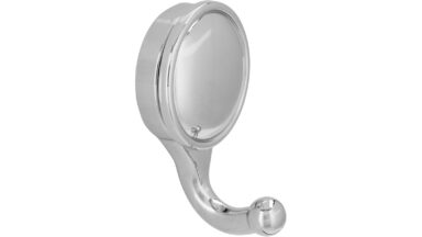 Haken Netphen Druckguss chrom glänzend - 64 mm lang  vor weißem Hintergrund