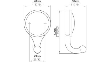 Haken Netphen Druckguss chrom glänzend - 64 mm lang  vor weißem Hintergrund