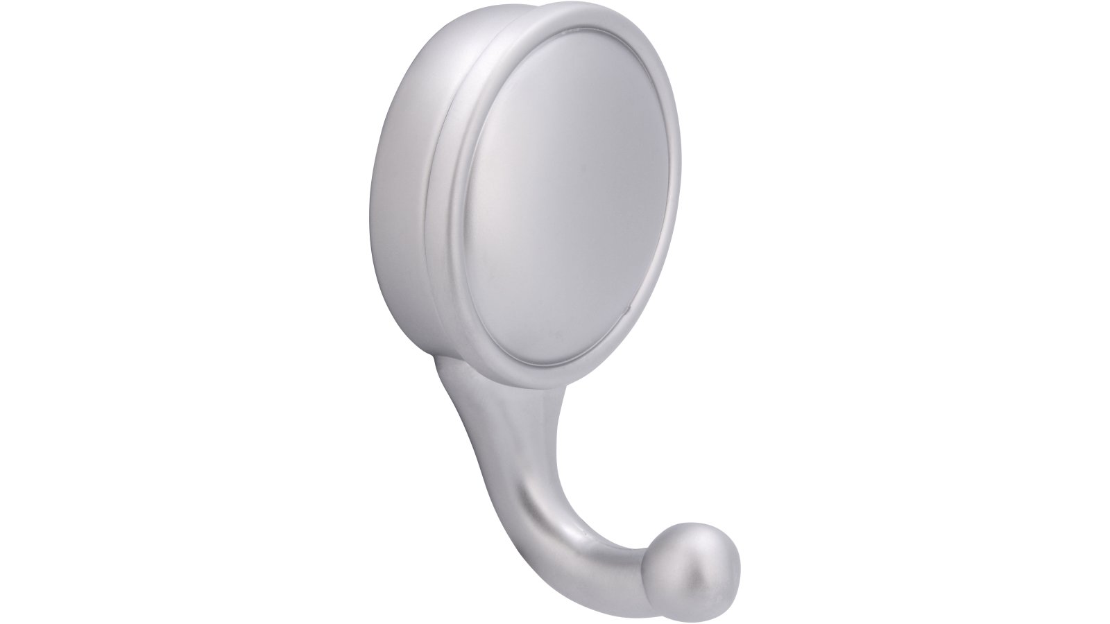 Haken Netphen Druckguss chrom matt - 64 mm lang  vor weißem Hintergrund