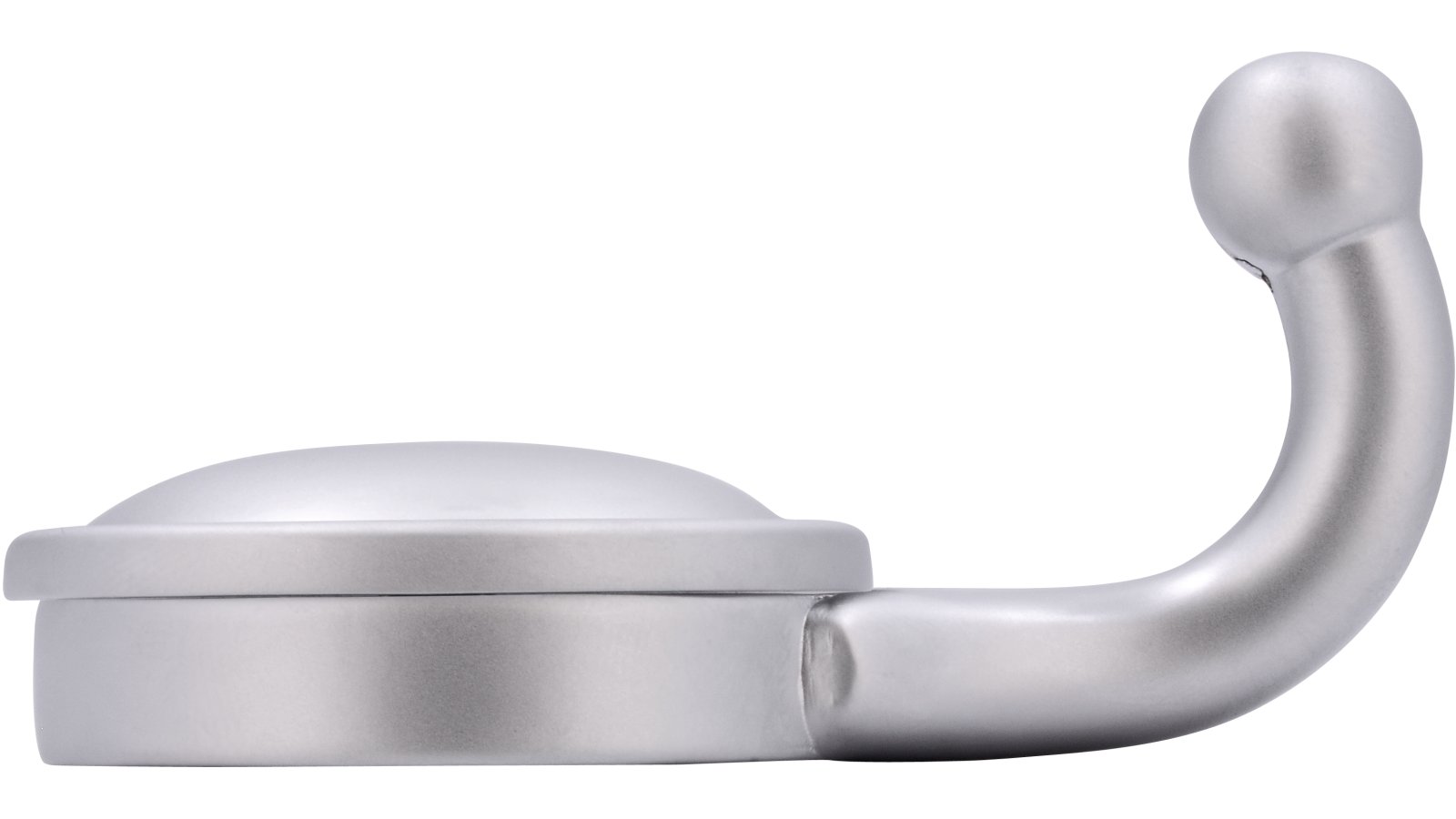 Haken Netphen Druckguss chrom matt - 64 mm lang  vor weißem Hintergrund