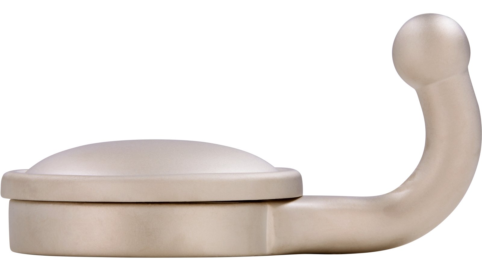 Haken Netphen Druckguss matt vernickelt - 64 mm lang  vor weißem Hintergrund