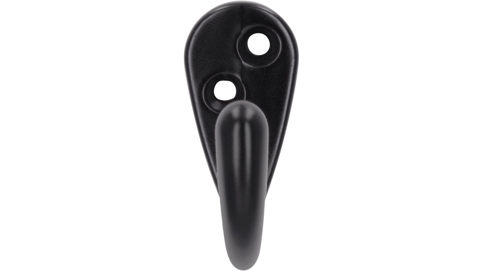 Kleiderhaken-Neukirchen-schwarz-Zinkdruckguss-laenge-43-870920-front Haken Neukirchen Druckguss schwarz matt pulverbeschichtet - 43 mm lang vor weißem Hintergrund