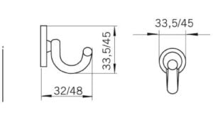 Haken Norderstedt Druckguss glänzend vermessingt - 33 mm lang  vor weißem Hintergrund