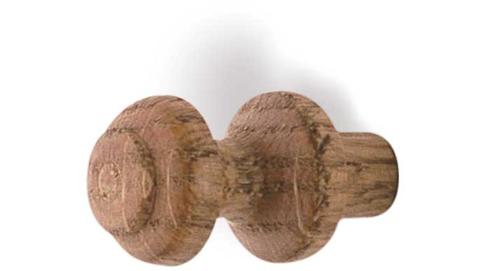 Haken Östringen Holz eiche gebeizt lackiert - 19 mm lang  vor weißem Hintergrund