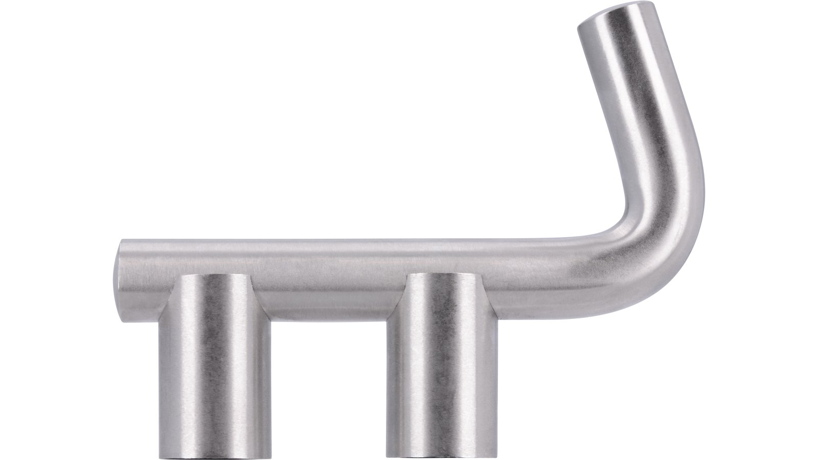 Haken Obertshausen Edelstahl fein geschliffen - 85 mm lang  vor weißem Hintergrund