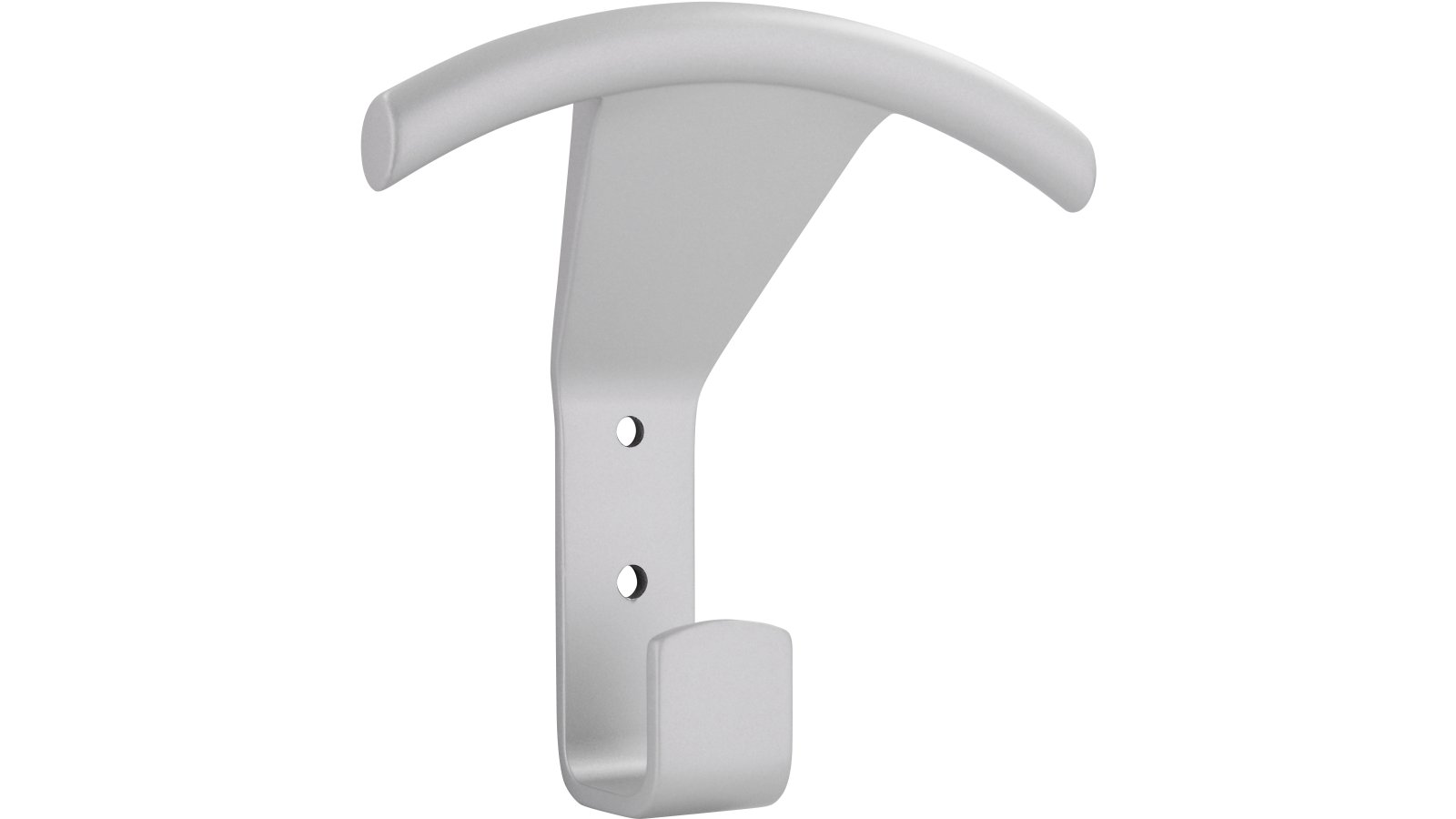 Haken Oerlinghausen Druckguss alufarbig pulverbeschichtet - 100 mm lang  vor weißem Hintergrund