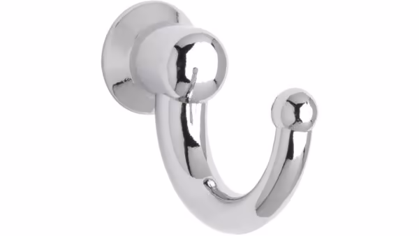 Haken Passau Druckguss chrom glänzend - 22 mm lang  vor weißem Hintergrund