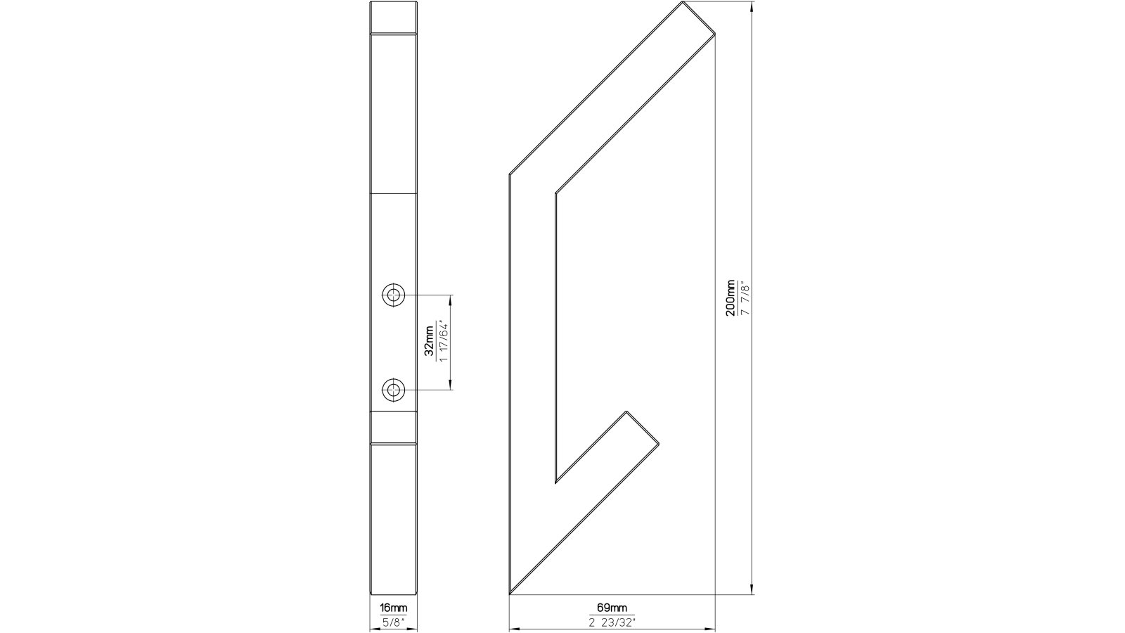 Haken Petersberg Edelstahl fein geschliffen - 200 mm lang  vor weißem Hintergrund