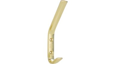 Haken Quickborn Druckguss glänzend vermessingt - 150 mm lang vor weißem Hintergrund