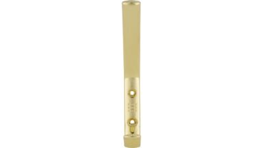 Haken Quickborn Druckguss glänzend vermessingt - 150 mm lang  vor weißem Hintergrund