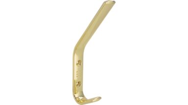 Haken Quickborn Druckguss glänzend vermessingt - 150 mm lang  vor weißem Hintergrund