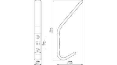 Haken Quickborn Druckguss glänzend vermessingt - 150 mm lang  vor weißem Hintergrund