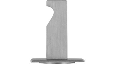 Haken Quierschied Edelstahl fein geschliffen - 42 mm lang  vor weißem Hintergrund