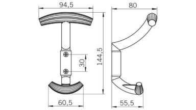 Haken Ravensburg Kunststoff glaseffekt glasklar metallisiert chrom glänzend - 144 mm lang  vor weißem Hintergrund