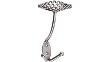 Haken Reichenbach Stahl altzinnfarbig brüniert - 160 mm lang vor weißem Hintergrund