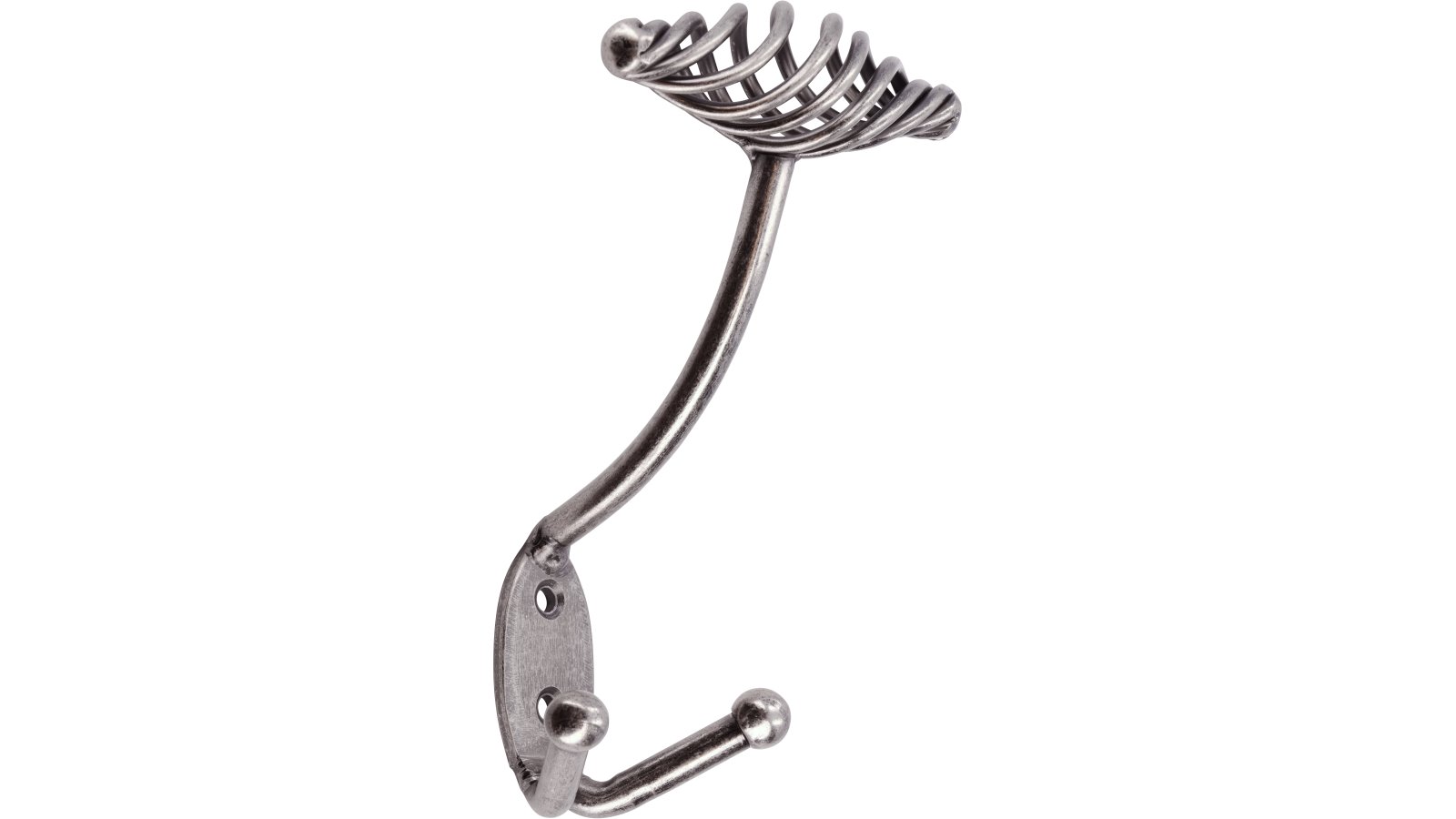 Haken Reichenbach Stahl altzinnfarbig brüniert - 160 mm lang  vor weißem Hintergrund