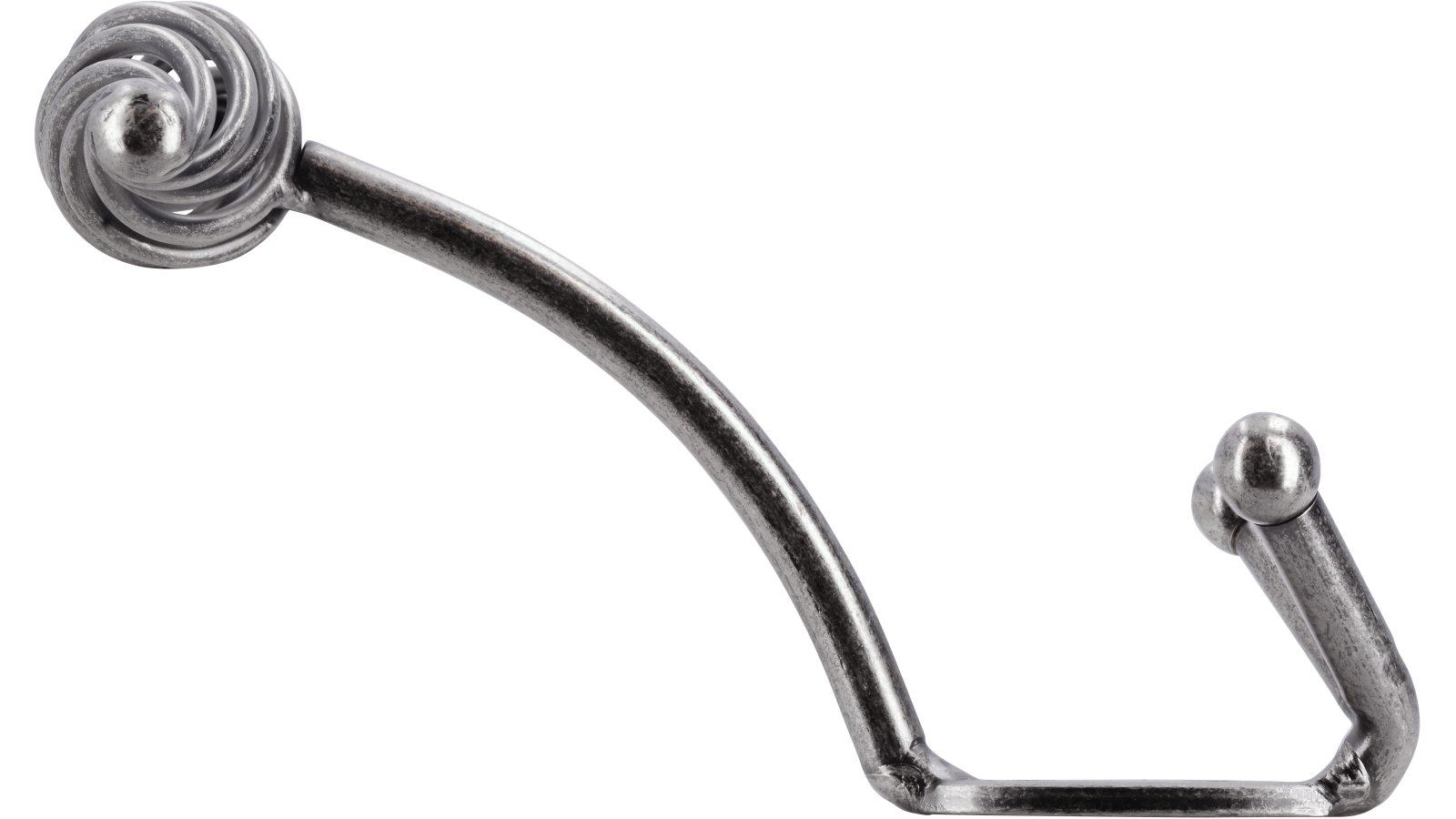 Haken Reichenbach Stahl altzinnfarbig brüniert - 160 mm lang  vor weißem Hintergrund