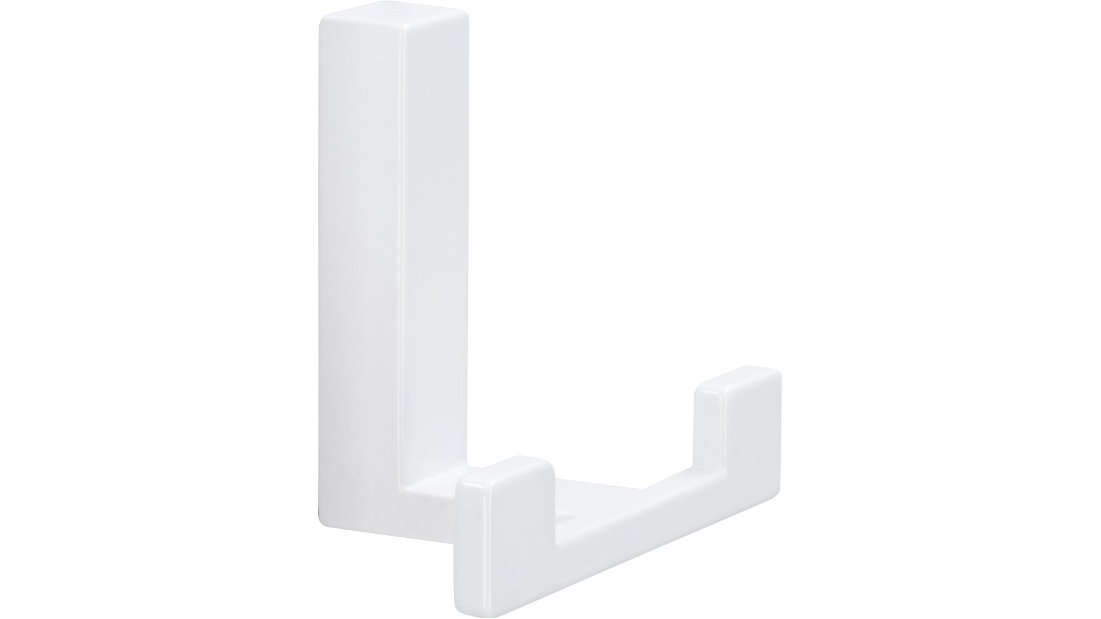 Kleiderhaken-Rheinau-weiss-Zinkdruckguss-laenge-61-826062-seitlich Haken Rheinau Druckguss reinweiß pulverbeschichtet - 61 mm lang vor weißem Hintergrund