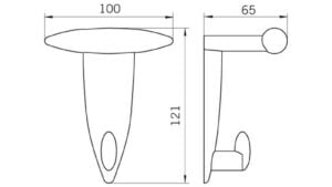 Haken Rödermark Druckguss chrom glänzend - 120 mm lang  vor weißem Hintergrund