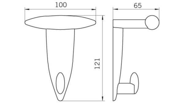 Haken Rödermark Druckguss chrom glänzend - 120 mm lang  vor weißem Hintergrund